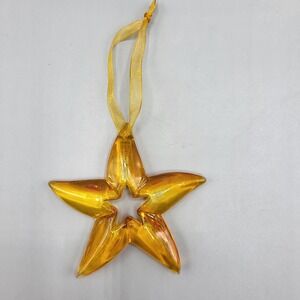 Yellow Amber Colored Starfish Glass Ornament By Living Quarters Sun Catcher Gold